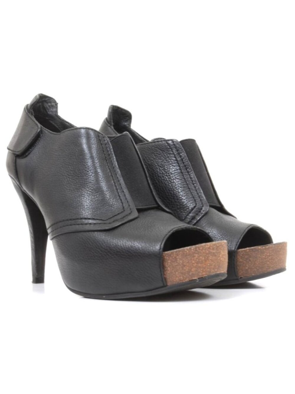 Vince Camuto VC-Pernot Women 8.5M Black Leather Peep Toe Ankle Boot Witchy Goth